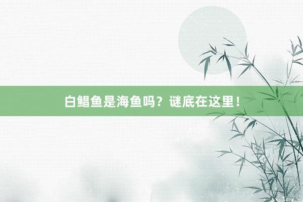 白鲳鱼是海鱼吗？谜底在这里！